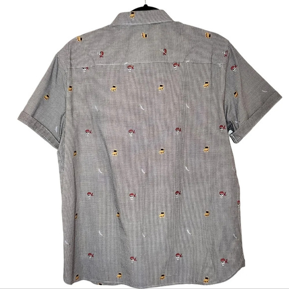 Johnston & Murphy Pirate Themed Plaid Short Sleeve Button Shirt Men's Medium - Picture 4 of 16